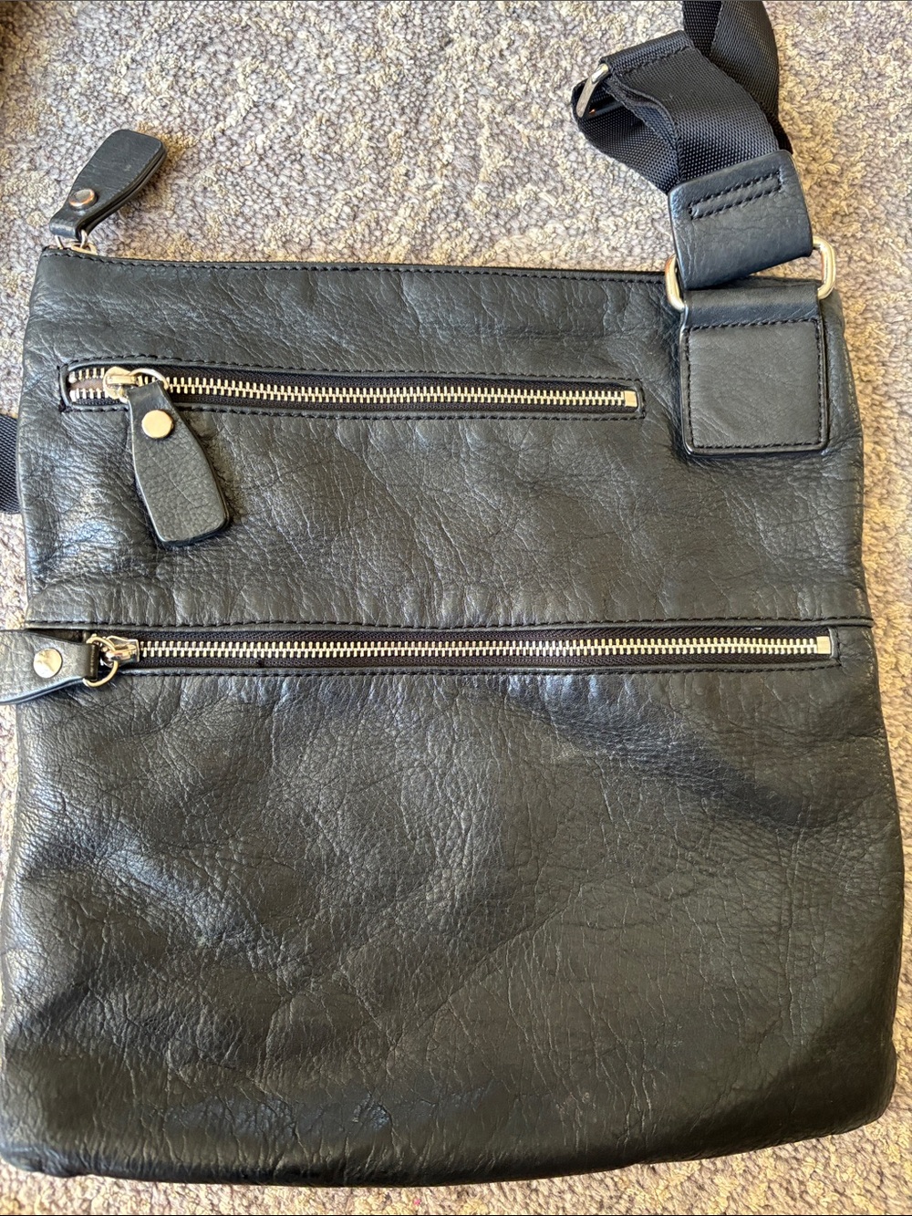 margot Black Leather Crossbody Bag with Silver Hardware